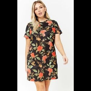 NWT Forever 21+ 3x Black Floral T-shirt Dress